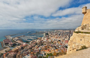 Alicante harbour viewed from Santa Barbara castle