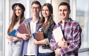 students with books